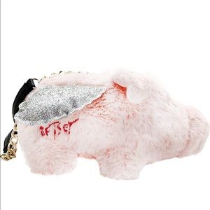 Betsey Johnson when pigs fly plush crossbody purse